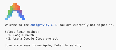 Google Cloud Project 로그인 선택